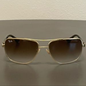 Womens Rayban Large Wayfarer Sunglasses - Gold & Tortoise Shell